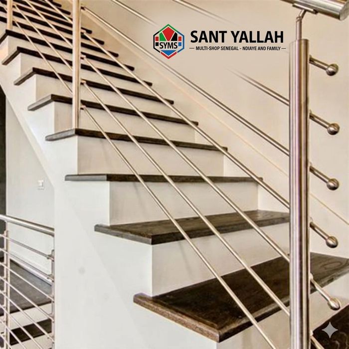 Rampe d'escalier en câbles inox